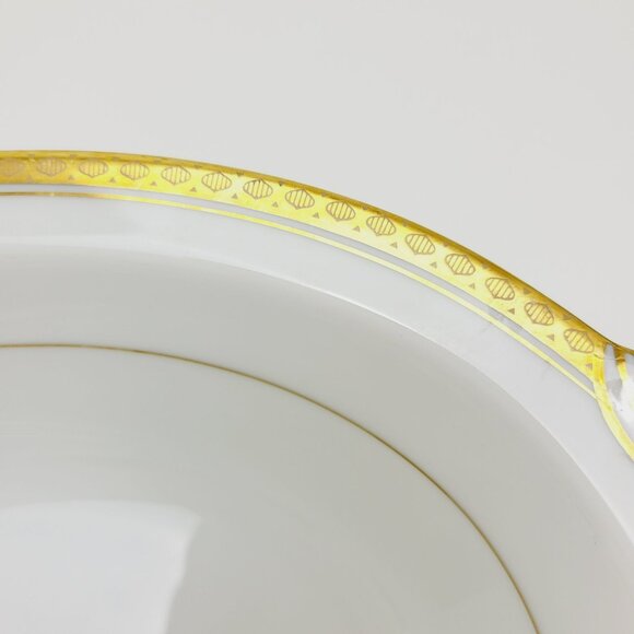 Noritake Richmond 10" Oval Serving Bowl White Base Gold Etched Band Elegant - Picture 7 of 12